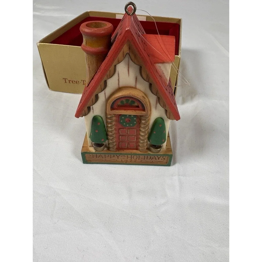 Hallmark Tree Trimmer Ornament Happy Holidays 1977 House Christmas Vintage